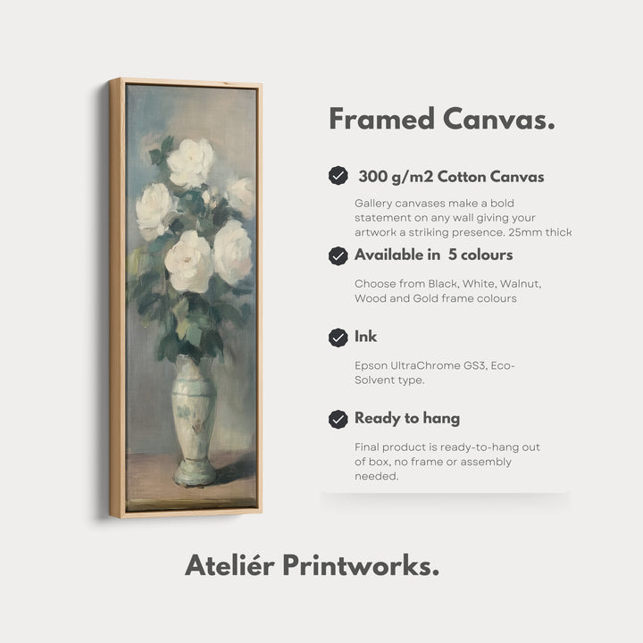 Vintage Roses Neutral Framed Canvas Wall Art For Living Room - V0163