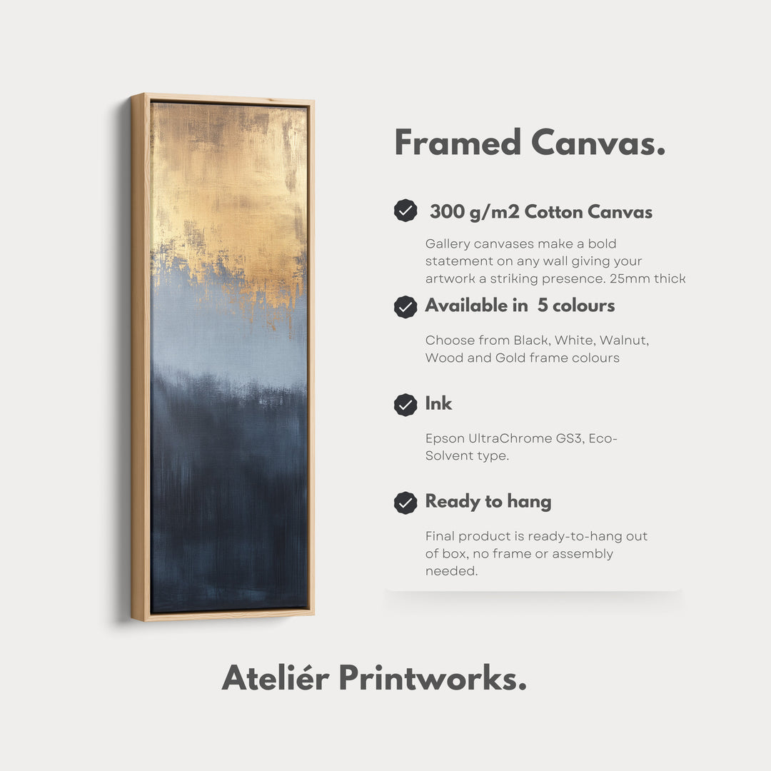 Abstract Gold & Blue Long Vertical Wall Decor - V0171