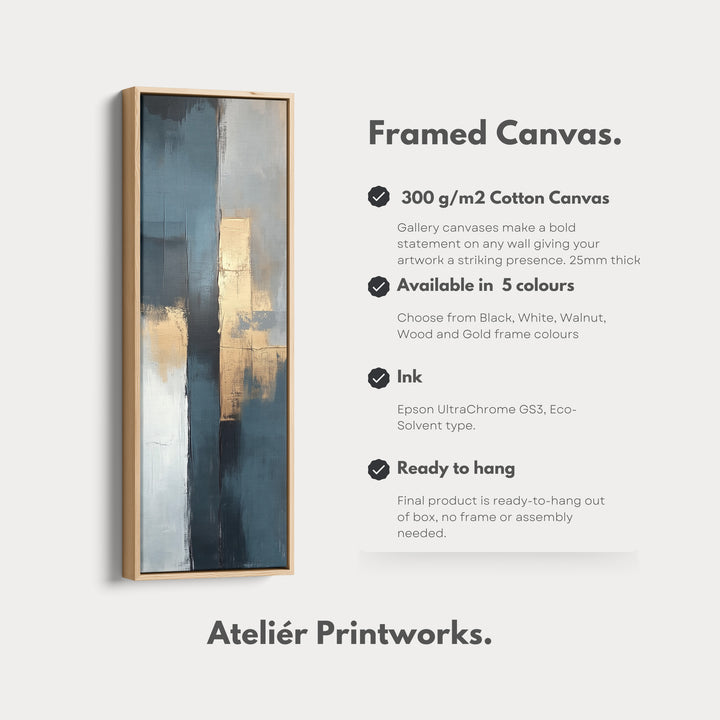 Tall Vertical Framed Canvas Abstract Gold - V0176