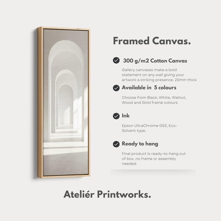 Minimalist White Arch Tall Vertical Framed Canvas Decor - V0180