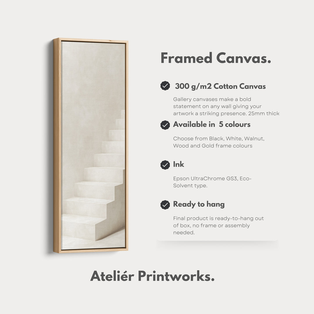Minimalist Steps Long Tall Vertical Framed Canvas Wall Art - V0181