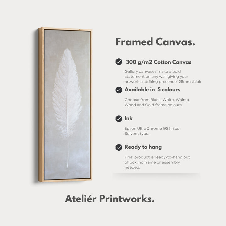 Vertical Wall Art White Feather Bedroom Wall Art - V0244