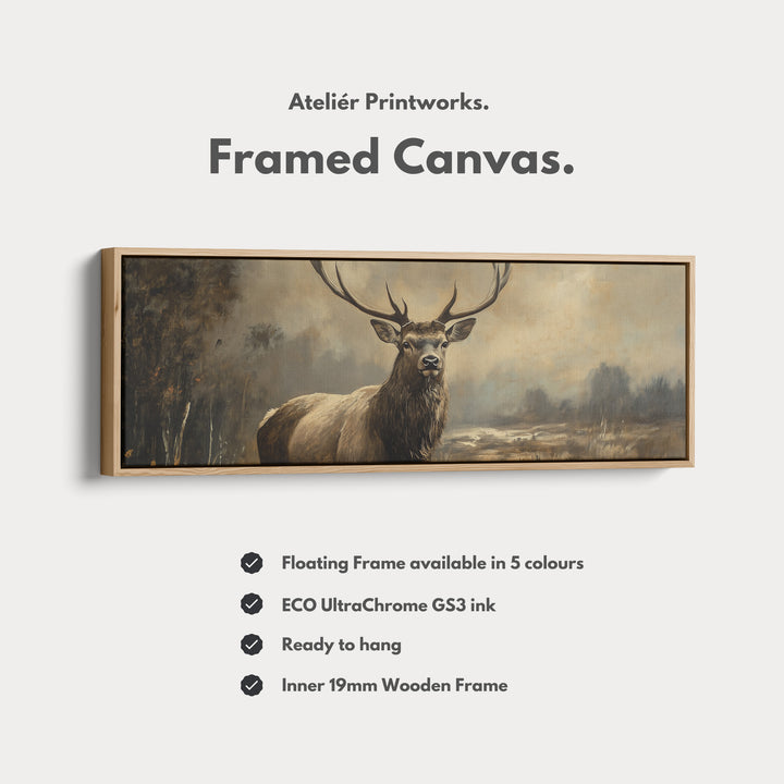 Scottish Stag Horizontal Wall Art Long Canvas Pictures - H0068