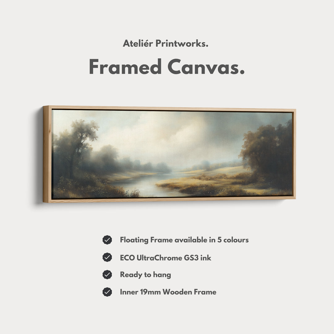Vintage Landscape Large Horizontal Framed Canvas Wall Art - H0102