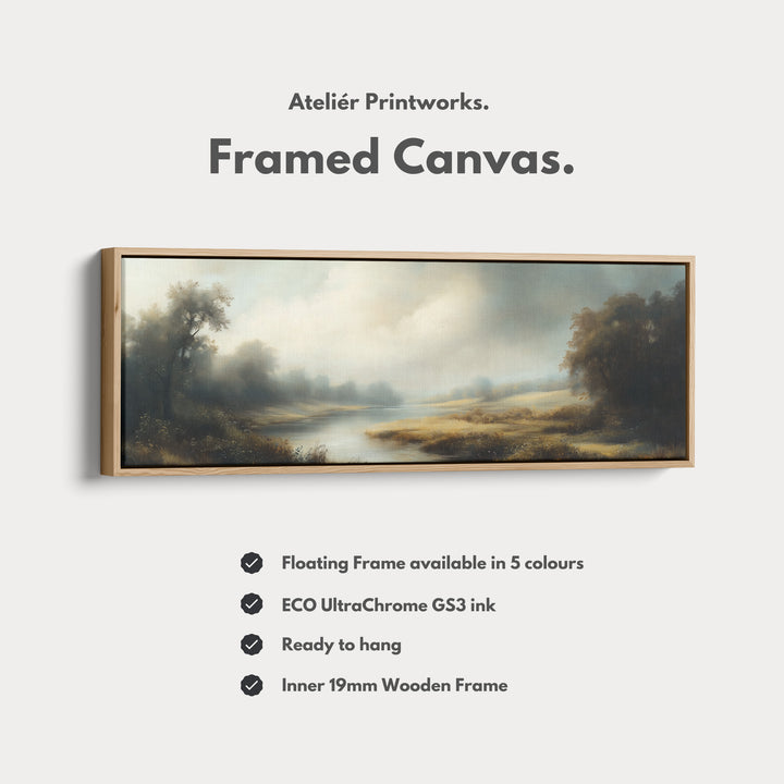 Vintage Landscape Large Horizontal Framed Canvas Wall Art - H0102
