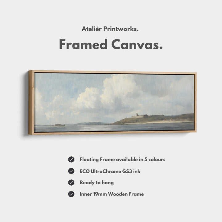 Vintage Landscape Narrow Wide Horizontal Wall Decor Large Framed Canvas - H0115