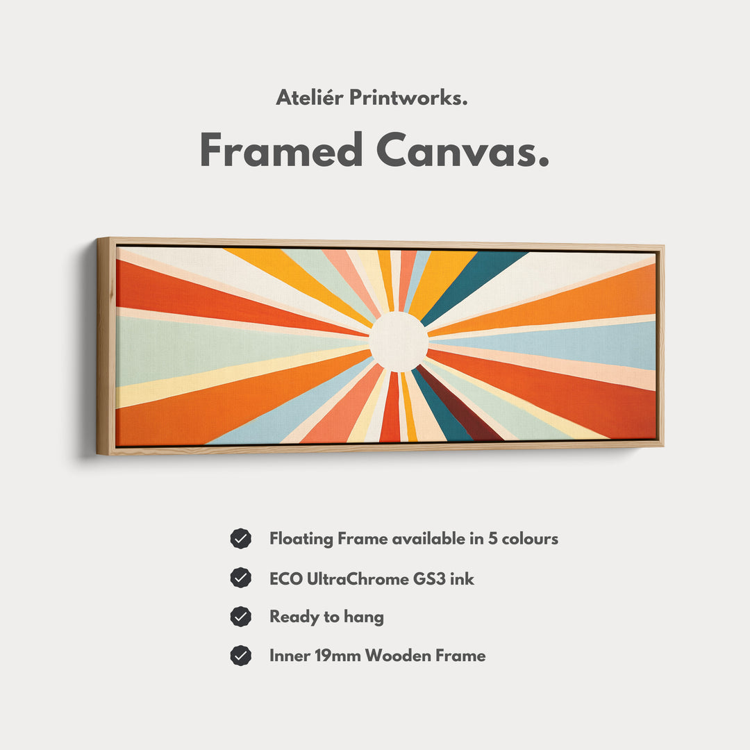 Sunburst Panoramic Framed Canvas Long Wall Art Print - H0134
