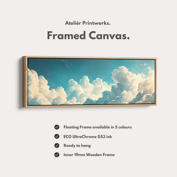 Above Bed Cloud Wall Decor Panoramic Narrow Canvas - H0171