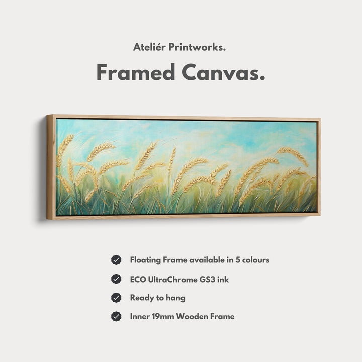 Wheat Field Painting Long Horizontal Above Bed Wall Decor - H0189