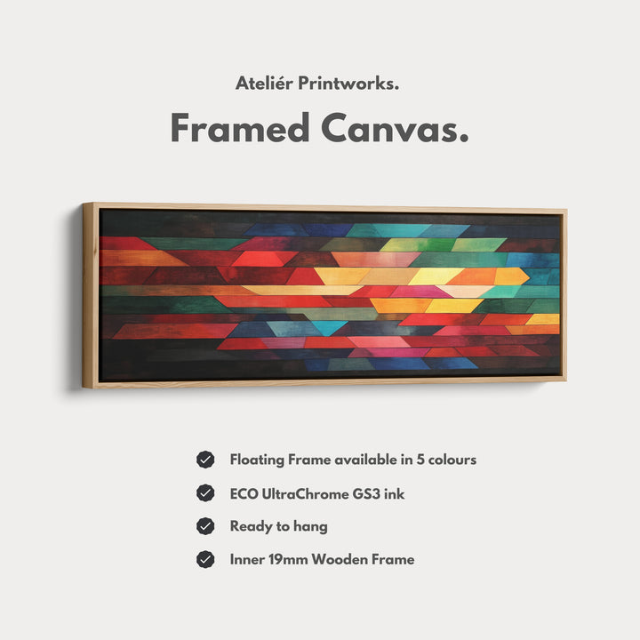 Colorful Geometric Panoramic Large Framed Wall Decor - H0230