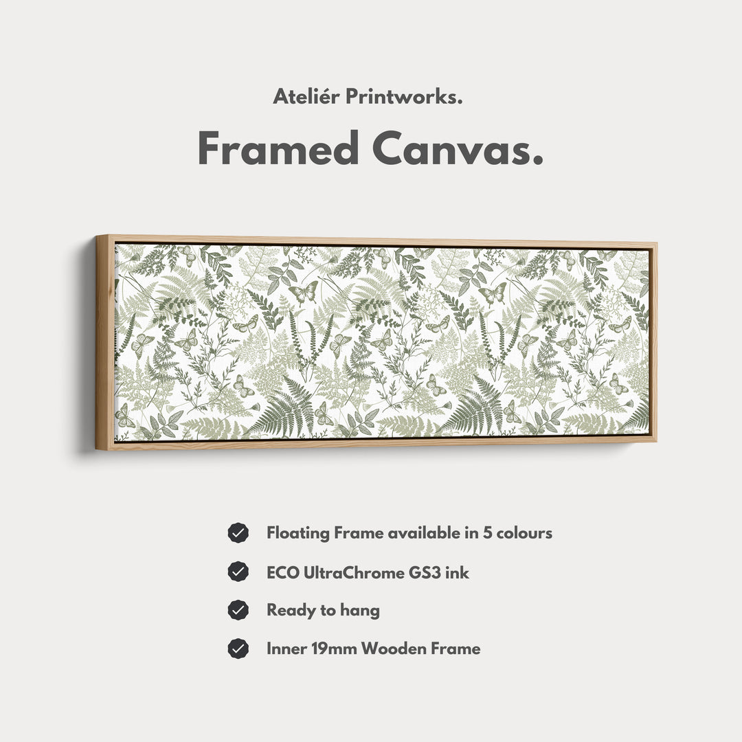 Cottagecore Sage Green Botanical Long Horizontal Wall Art - H0291