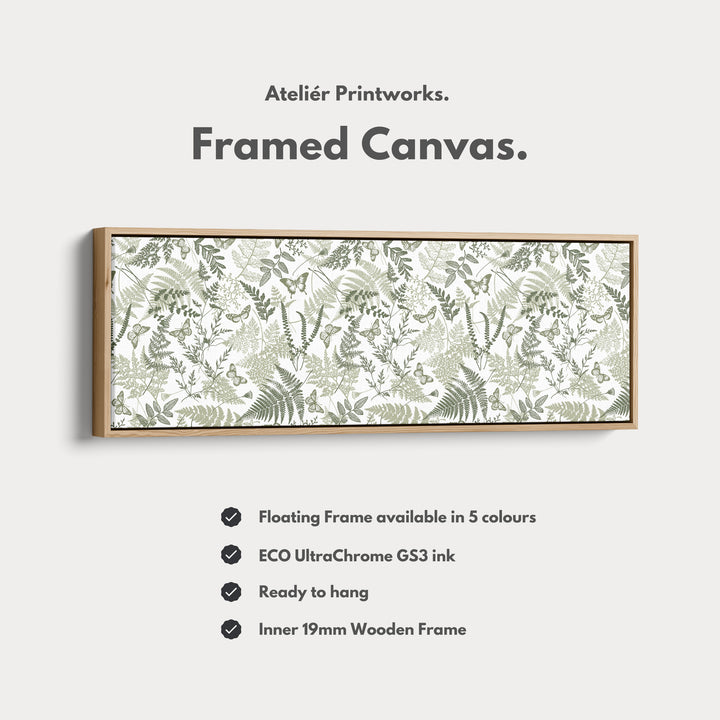 Cottagecore Sage Green Botanical Long Horizontal Wall Art - H0291