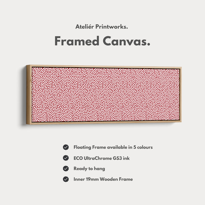 Red & White Coral Pattern Panoramic Wall Decor - H0334