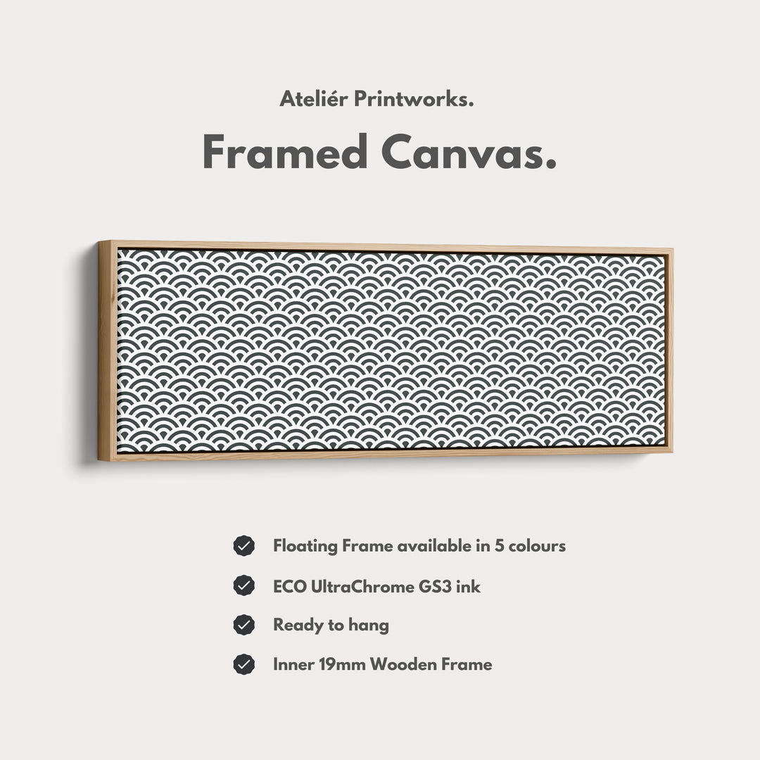 Horizontal Wall Art Black & White Japandi Waves - H0286