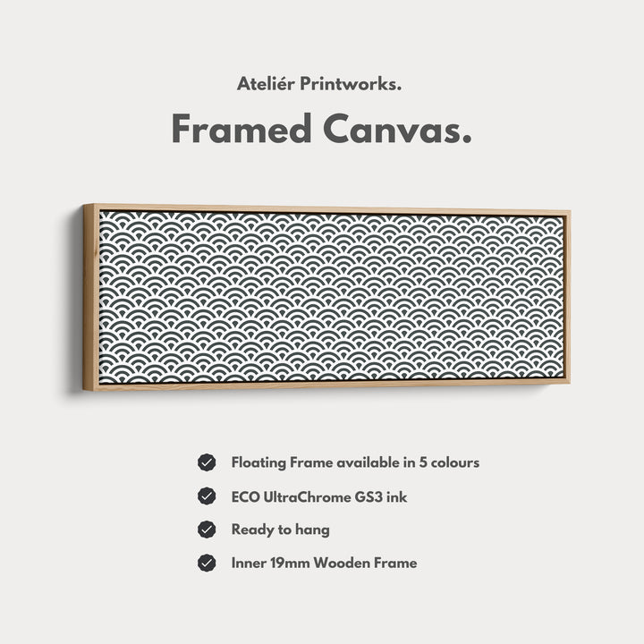 Horizontal Wall Art Black & White Japandi Waves - H0286