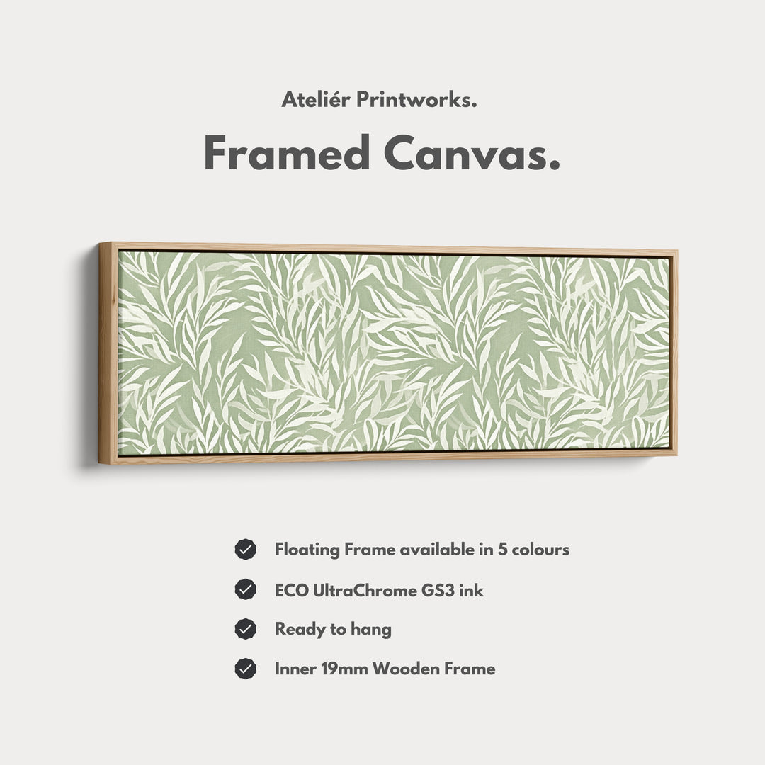 Sage Green Willow Leaves Vertical Long Wall Art - H0330