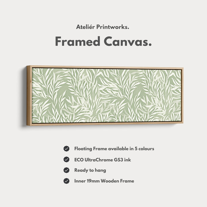 Sage Green Willow Leaves Vertical Long Wall Art - H0330