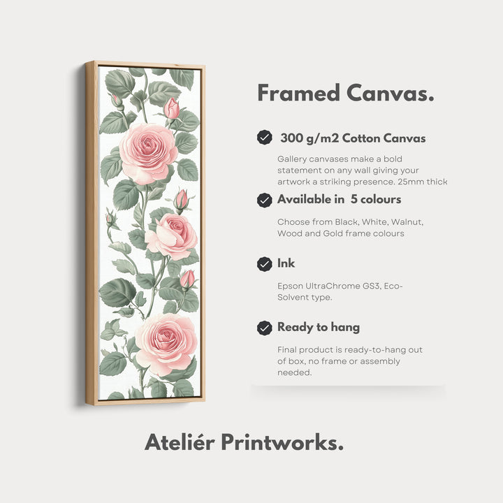 Vintage Pink Floral Tall Skinny Wall Art - V0238