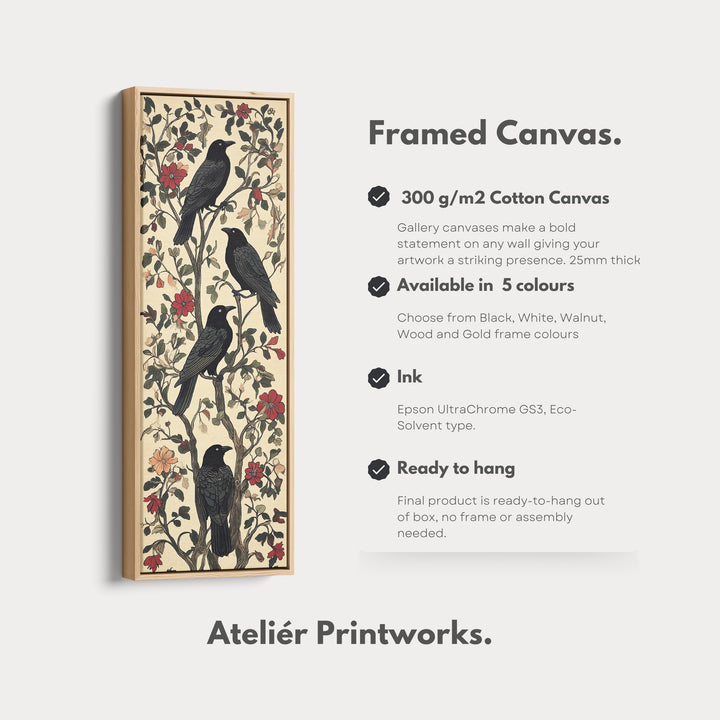 Black Ravens Vertical Long Wall Decor - V0247