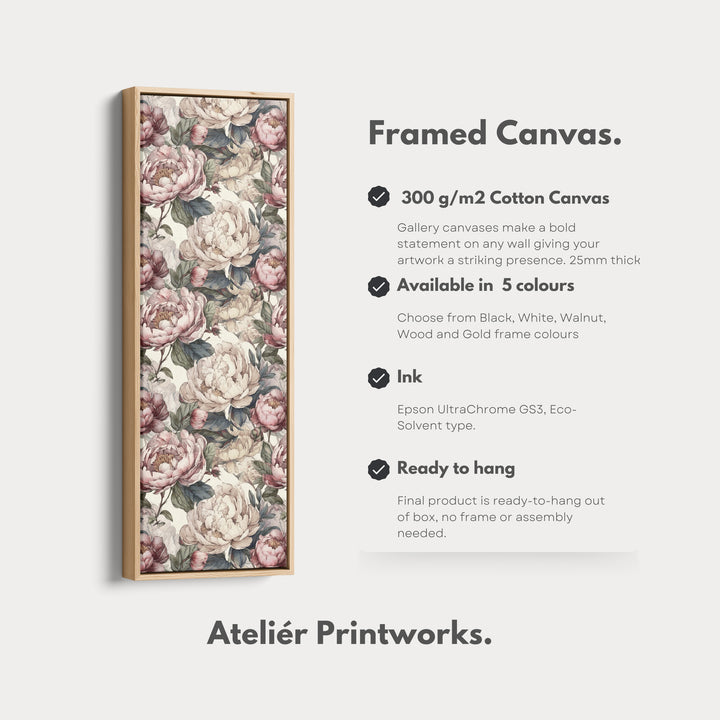 Cottagecore Peony Floral Long Vertical Wall Decor - V0255