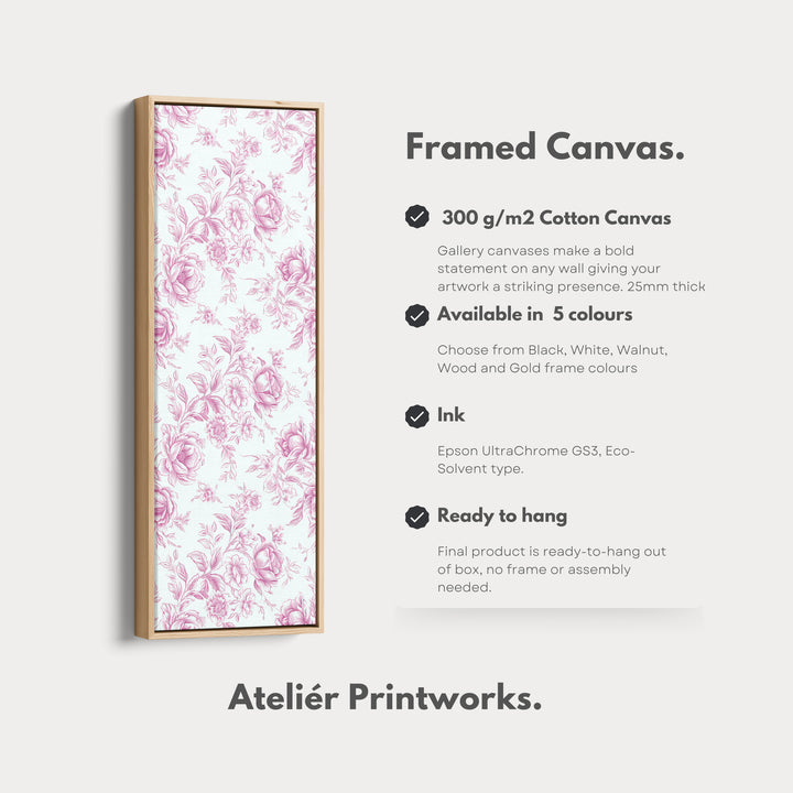 Vertical Floral Long Wall Art Pink Peonies - V0272