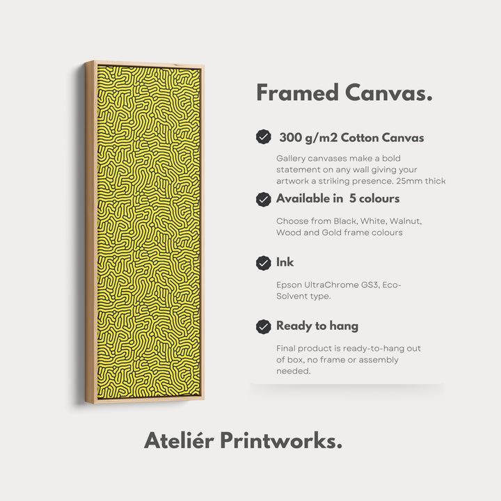 Yellow & Black Organic Pattern Long Vertical Wall Art - V0287
