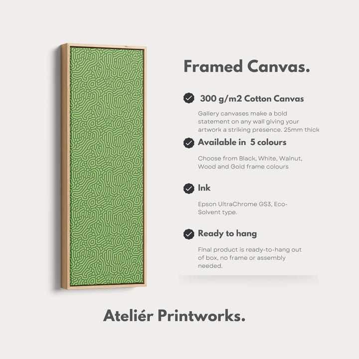 Dark & Light Green Wriggly Vertical Narrow Wall Art - V0292