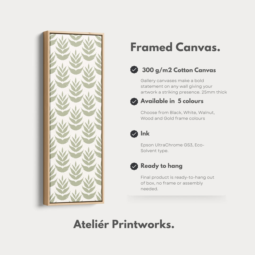 Long Tall Narrow Wall Art Boho Green Leaves - V0300