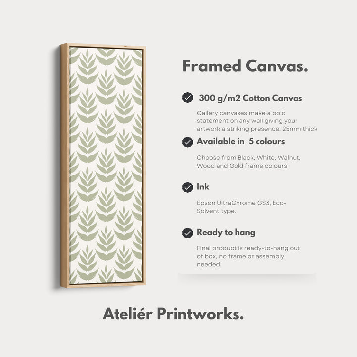 Long Tall Narrow Wall Art Boho Green Leaves - V0300