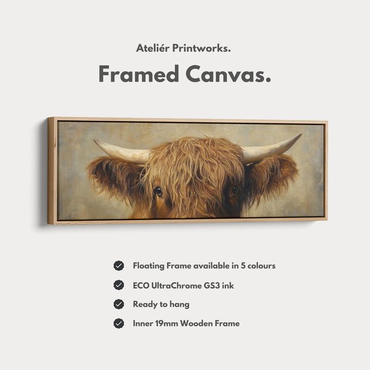 Highland Cow Picture Panoramic Canvas Prints Long Narrow Wall Art - H0063