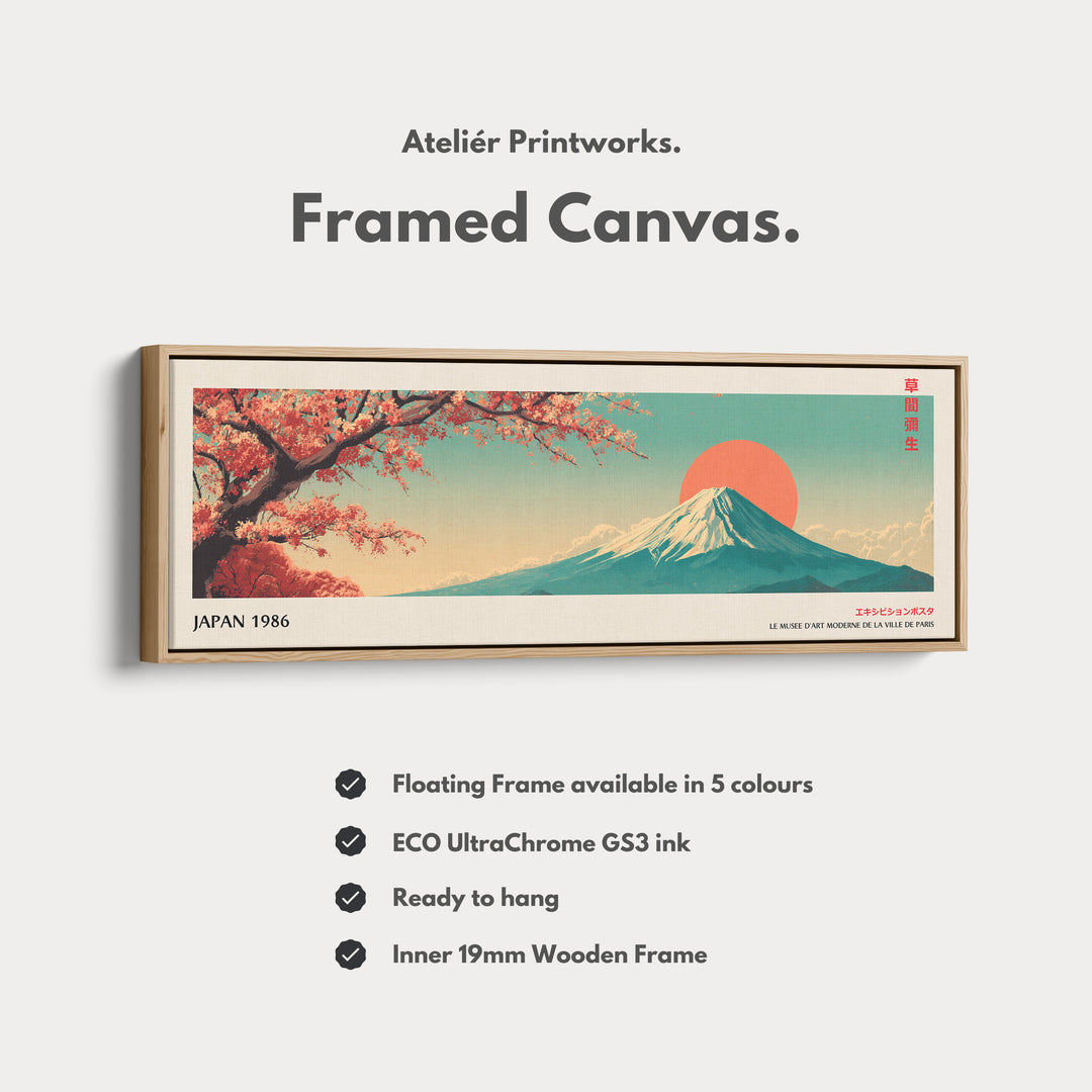 Mount Fuji Horizontal Wall Art – Japandi Cherry Blossom Mountain Print