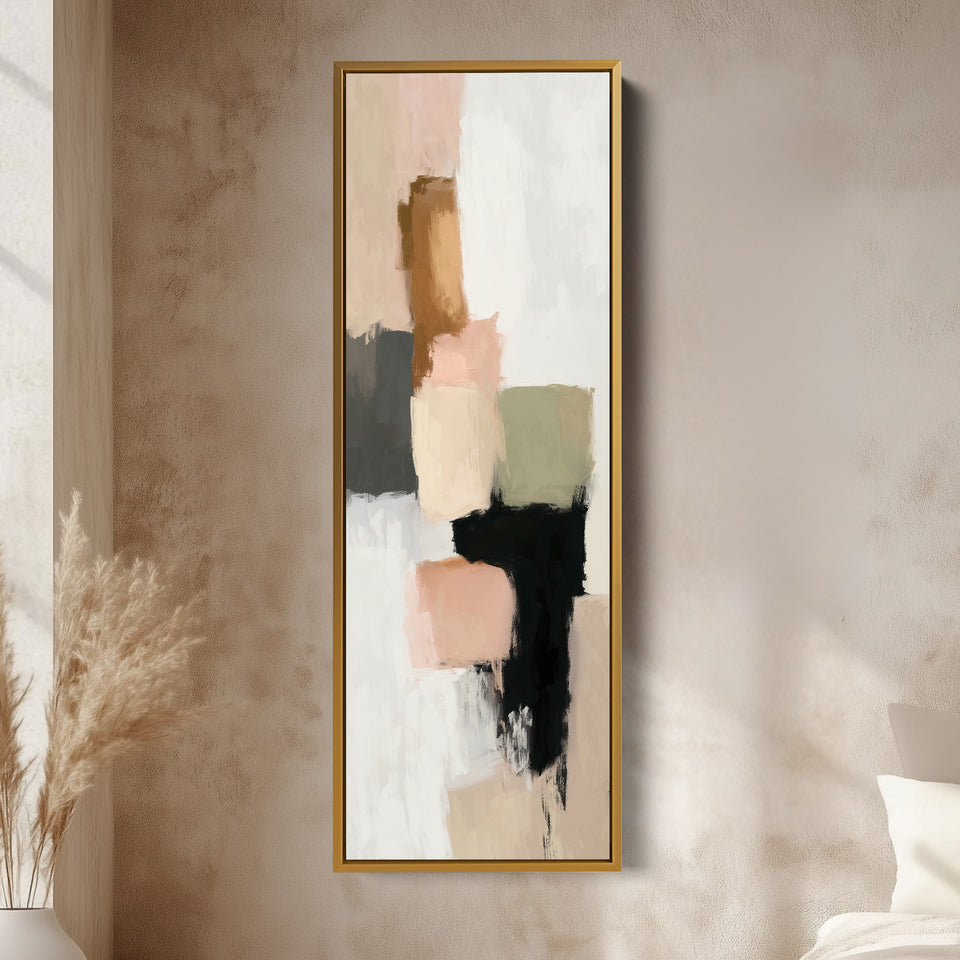 Minimalist Neutral Beige Abstract Vertical Wall Decor