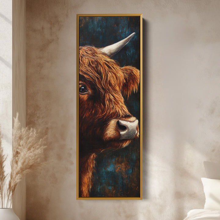 Highland Cow Picture Vertical Wall Art Tall Narrow Artwork