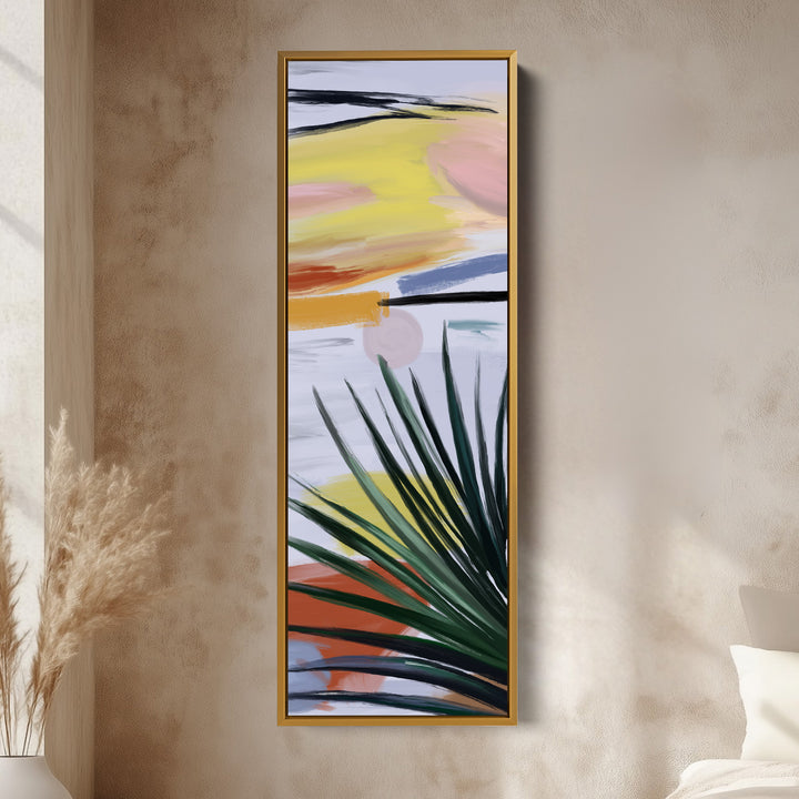 Art mural vertical abstrait, coucher de soleil