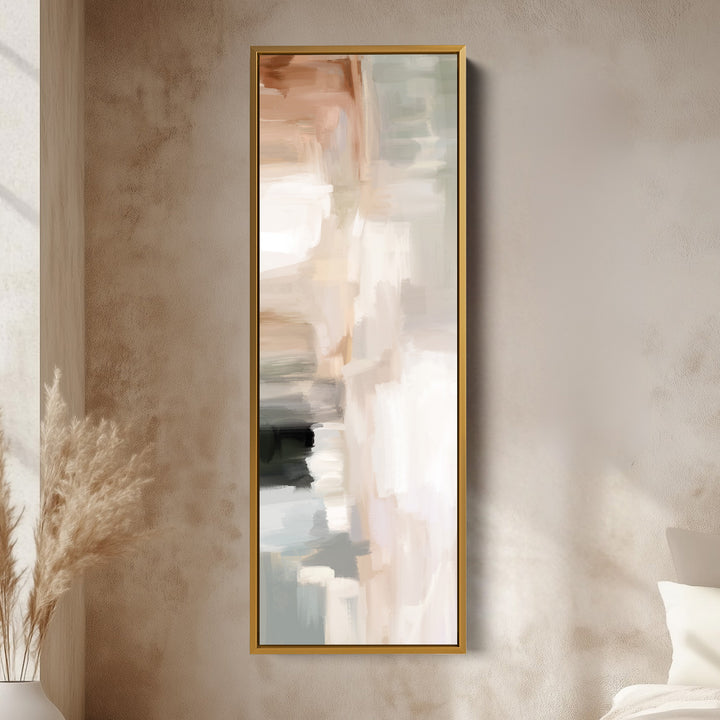 Long Narrow Neutral Abstract Vertical Wall Decor