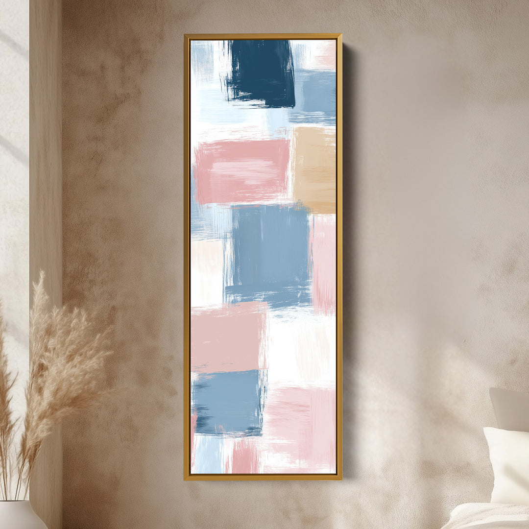Tall Vertical Pastel Color Block Abstract Long Narrow Wall Art