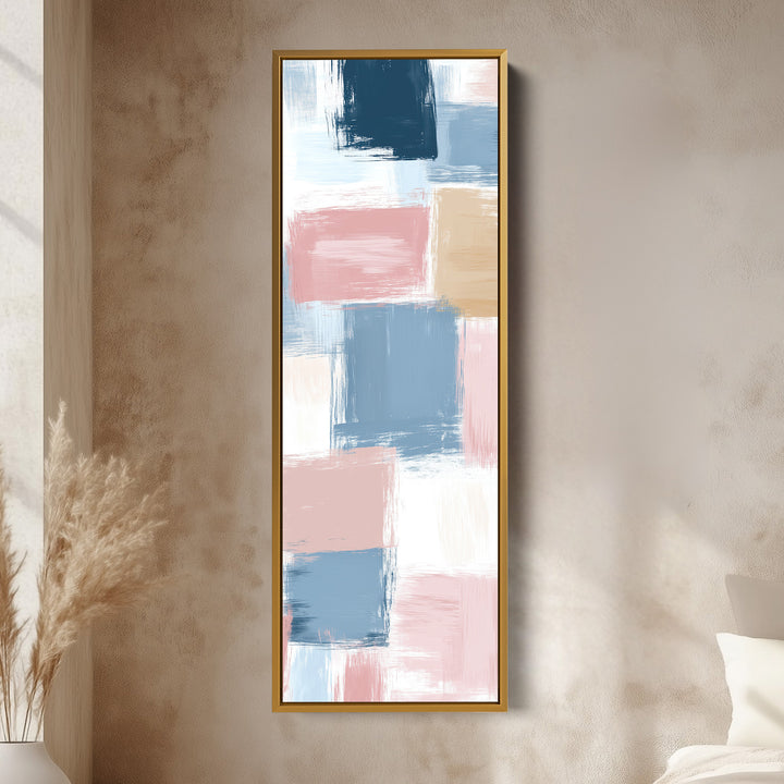 Tall Vertical Pastel Color Block Abstract Long Narrow Wall Art