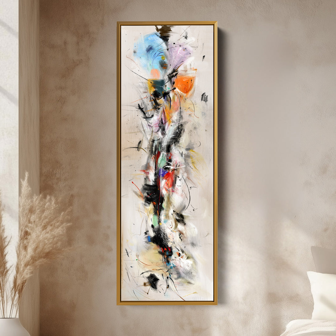 Long Narrow Vertical Colourful Abstract Large Canvas Wall Art
