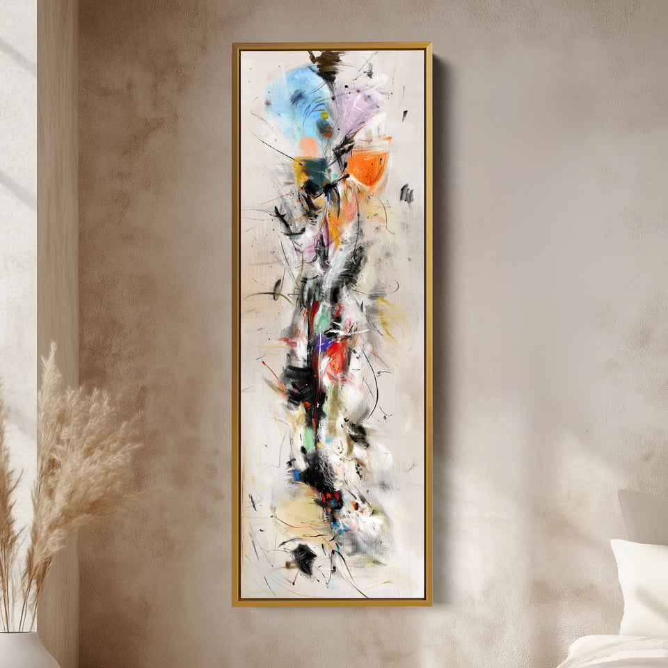Long Narrow Vertical Colourful Abstract Large Canvas Wall Art