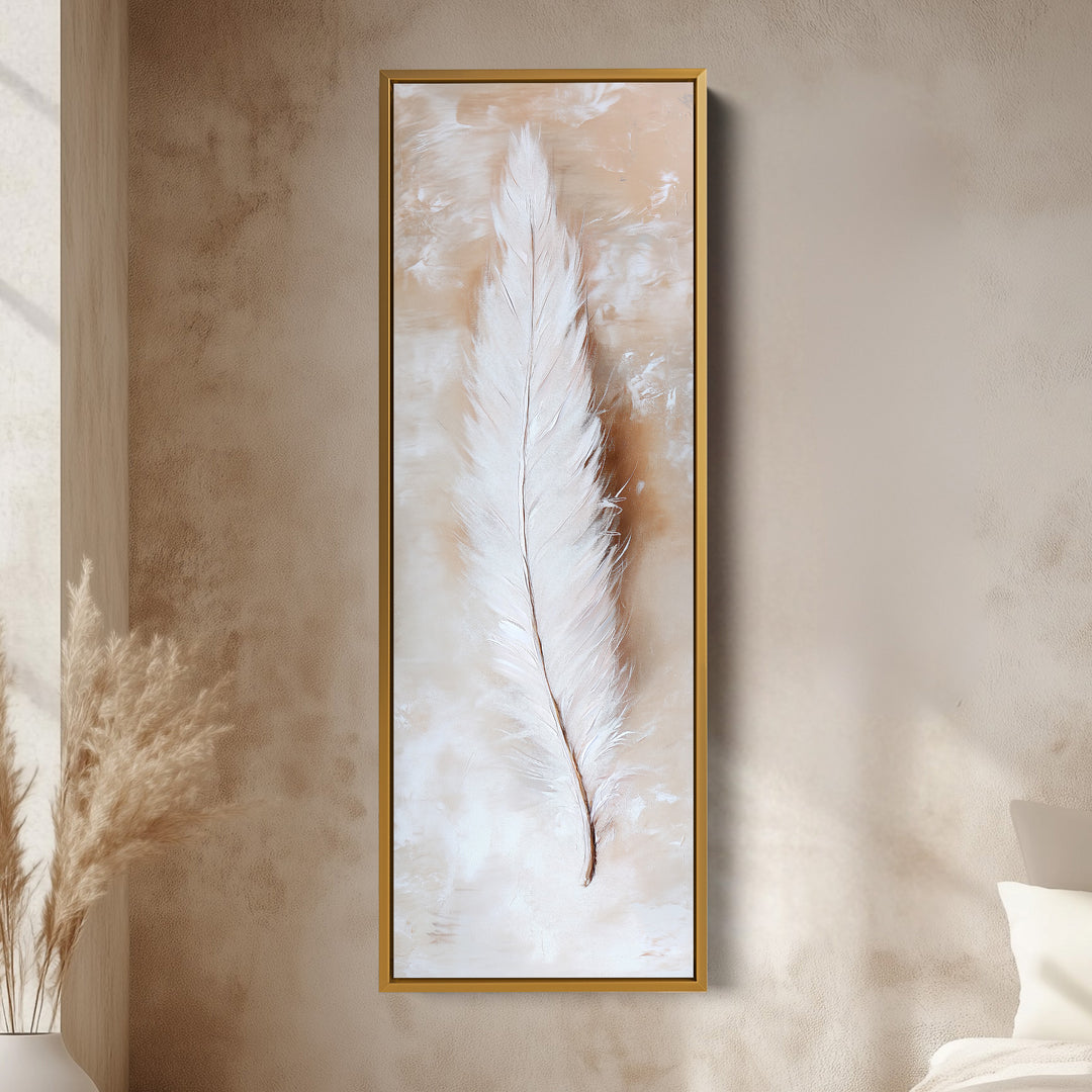 Large Canvas Wall Decor, Vertical Long Feather Wall Art