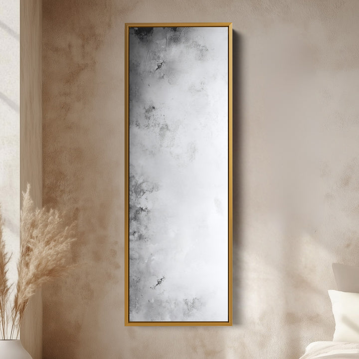 Large Framed Canvas Picture - Vertical Grey & White Abstract