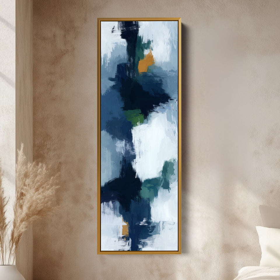 Vertical Wall Art Navy Green Long Vertical Canvas For Hallway