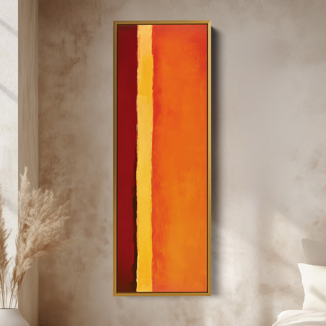 Oranje abstract lang verticaal groot canvas wanddecoratie