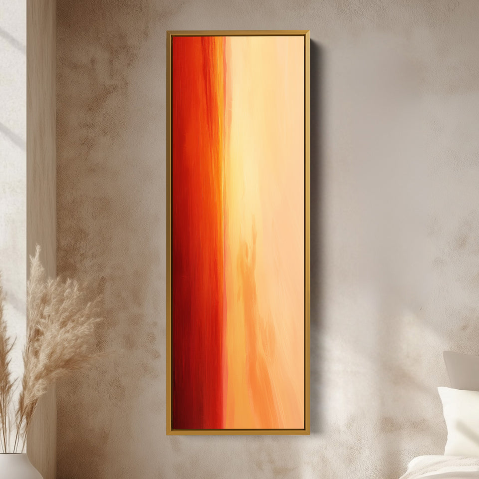 Rotes & Oranges Abstraktes Schlankes Großes Vertikales Leinwand-Wandbild