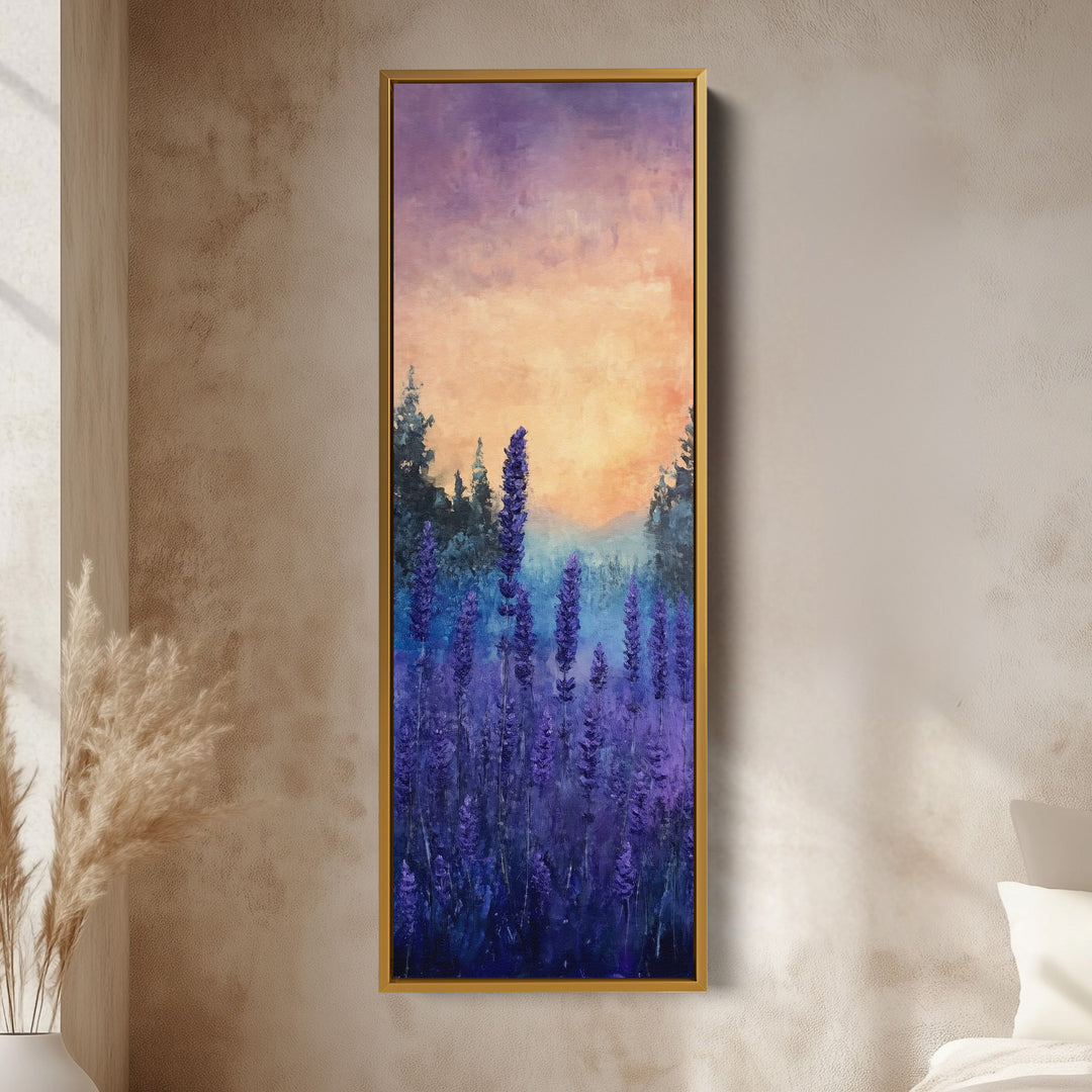 Large Frame Wall Decor - Lavender Long Narrow Vertical Wall Art