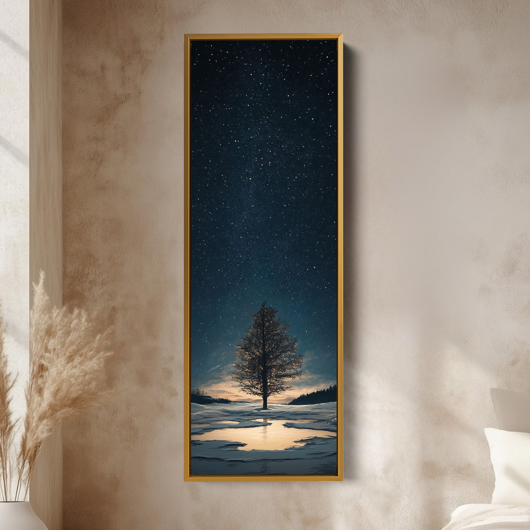 Night Sky Large Frame Wall Decor Long Narrow Vertical Wall Art
