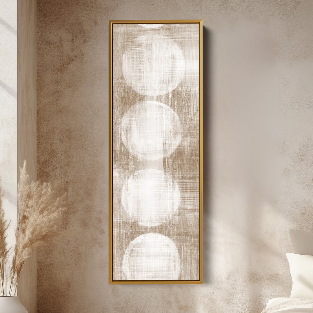 Minimalist Beige & White Abstract Vertical Wall Decor Large Framed Canvas