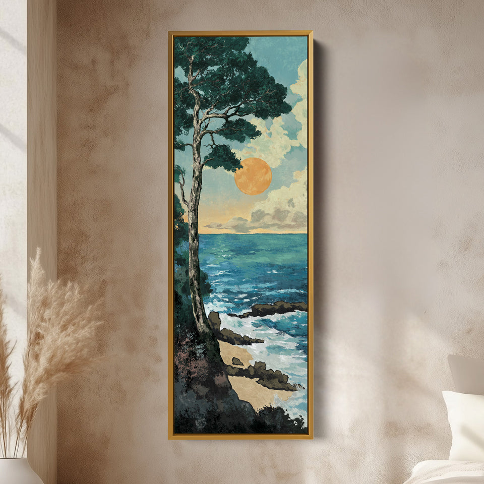Coastal Big Framed Pictures Tall Narrow Vertical Wall Art