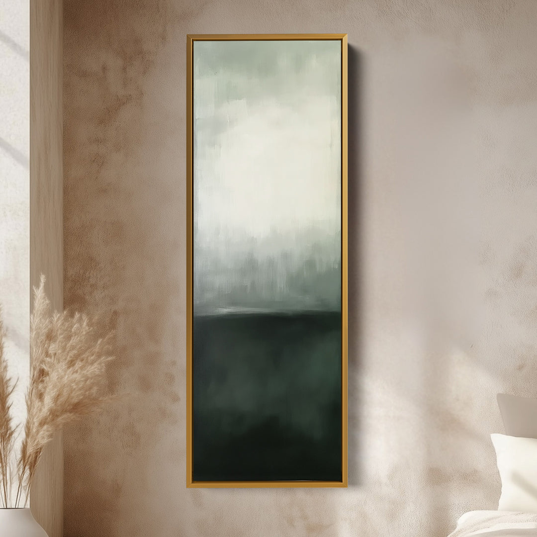 Abstract Long Thin Artwork Green & Grey Wall Art