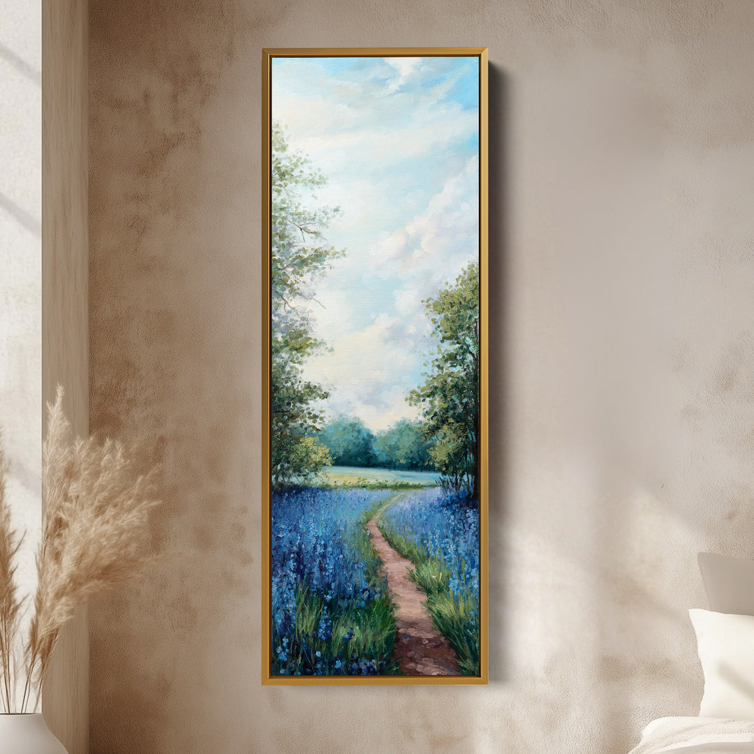 Bluebell Large Painting Vertical Long Wall Art Large Canvas Decor